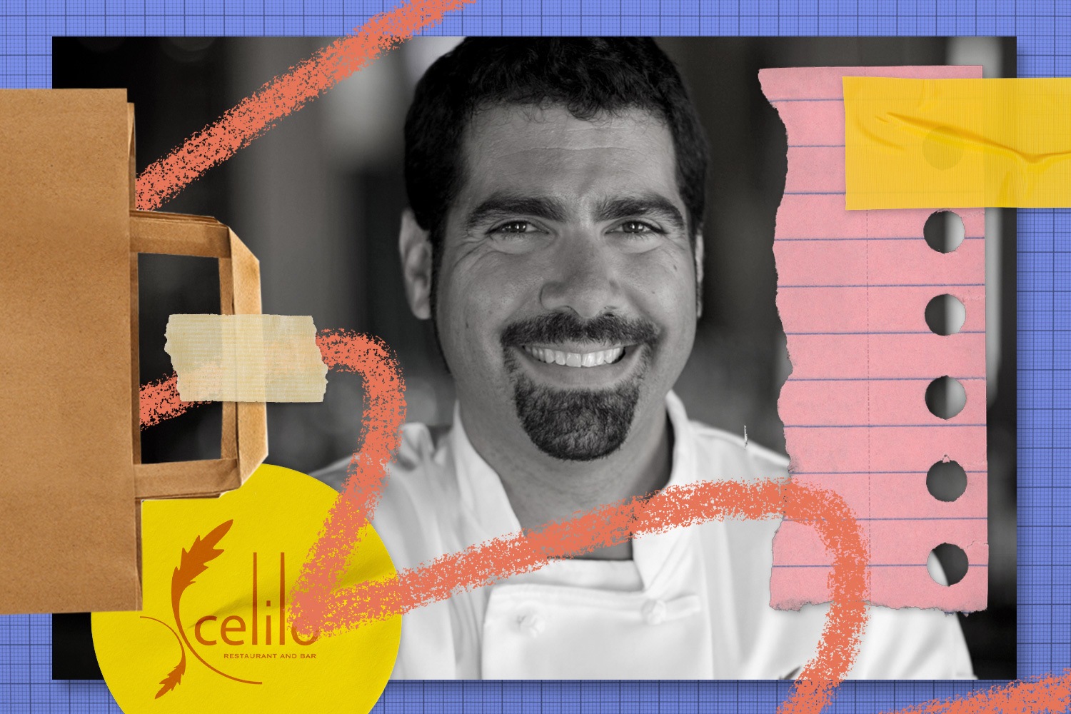 A portrait collage of Ben Stenn, co-owner of restaurant Celilo. July 2021