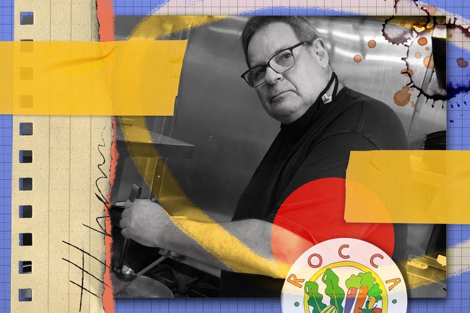 A collage with a portrait of executive chef Don Dickman. June 2021