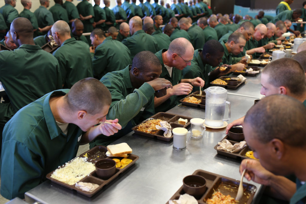 prisoners eat a meal at Lakeview Shock Correctional Facility in upstate New York